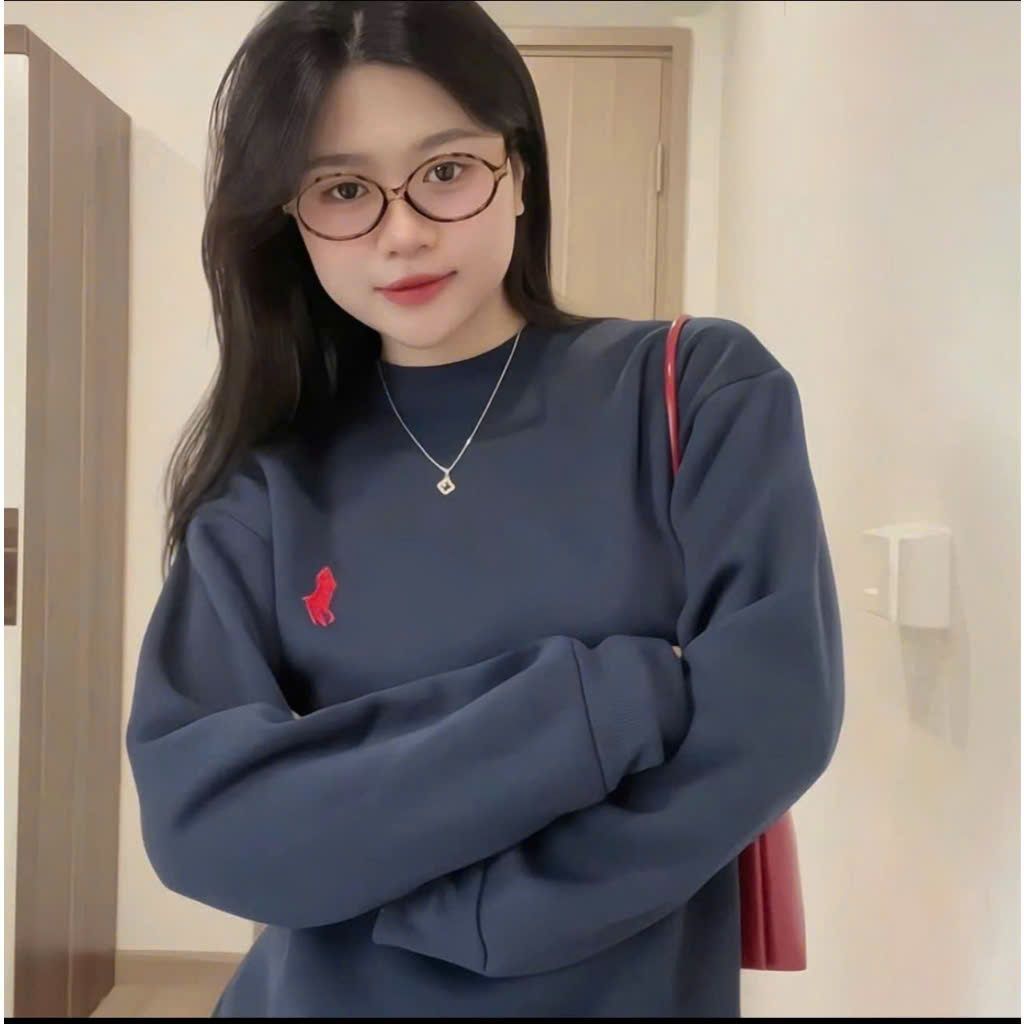 Áo nỉ sweater cổ tròn dài tay mùa đông họa tiết con ngựa đẹp mắt
