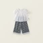 ✿ Bé Gái Hàn Quốc Bộ 2 Món Trẻ Em Ngọt Ngào Thêu Trắng Smock Top & Quần Ca Rô Trang Phục Mùa Hè