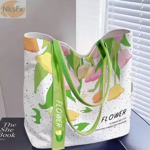 Túi Tote NKSFX, Túi Đeo Vai Vải In Hoa, Túi Mua Sắm Dung Tích Lớn Nhẹ Có Thể Tái Sử Dụng Thường Ngày