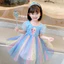 ✿ Bé Gái Cầu Vồng Đầm Công Chúa Sheer Puff Tay Đầy Sao Lưới Tutu Váy Trẻ Em Mùa Hè Ngày Lễ Áo Choàng