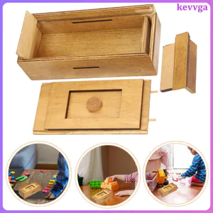 Hộp xếp hình tiền bằng gỗ màu nâu nhạt dành cho đồ chơi trẻ em kevga