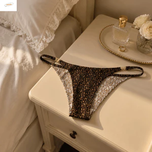 ZENZON Leopard Thong, Quần lót liền mạch in sọc, Quần lót lụa băng eo thấp sang trọng Quần lót nữ hàng ngày