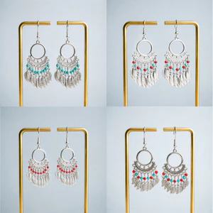 Bohemian Phong Cách Trung Hoa Phong Cách Dân Tộc Miao Bông Tai Bạc Thời Trang Retro Tua Rua Bông Tai Mùa Xuân Kỳ Nghỉ Phong Cách