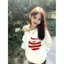 Áo nỉ dài tay vai chéo màu trắng Hua Cotton In hình Apple Hot Girl Niche Design Loose S