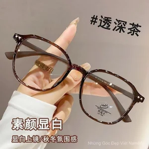 Kính khung đen trơn Mặt lớn mỏng hơn Nhìn chống ánh sáng xanh Khung kính khung ánh sáng trơn Kính sinh viên phong cách ins
