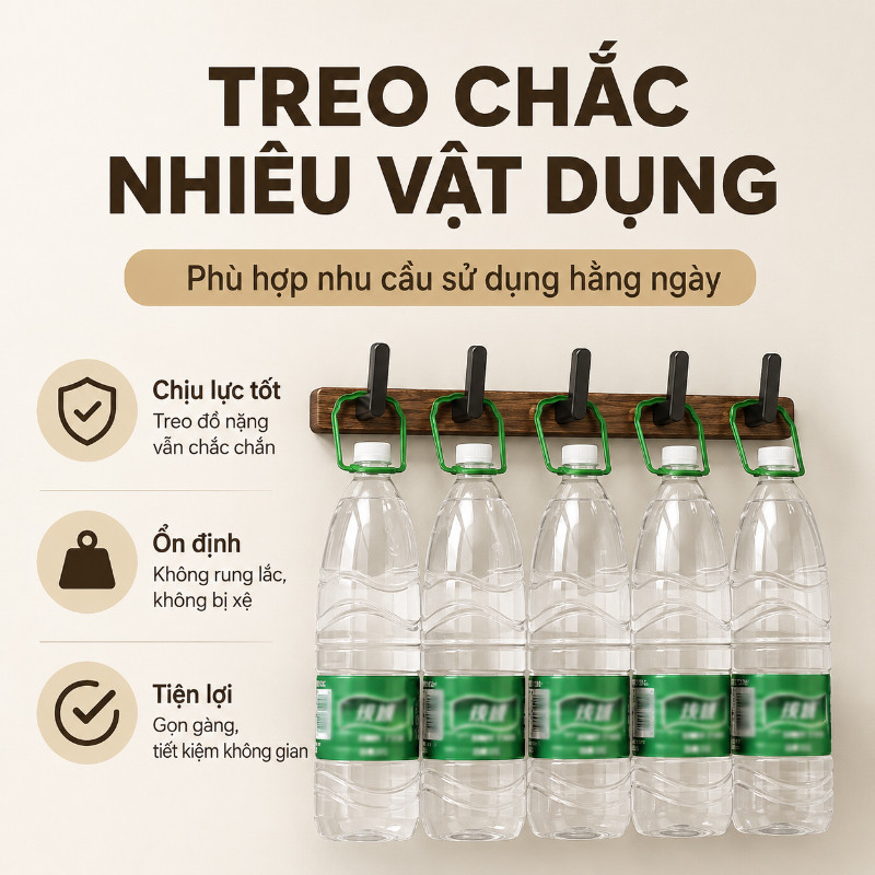 Móc Treo Đồ Đa Năng Bằng Gỗ Óc Chó - Thiết Kế Tinh Tế, Tải Trọng Lớn, Lắp Đặt Linh Hoạt , Treo Đồ Đa Dạng