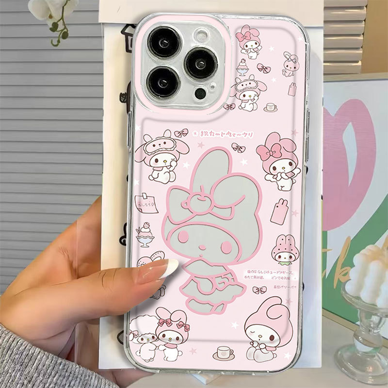 Ốp lưng họa tiết Melody màu hồng ngộ nghĩnh trong suốt chống rơi mềm mượt iPhone 17 16 15 14 13 12 11ProMax XS XR 7 Plus