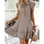 Đầm Mini BRAA Ruffle, S-3XL Size Range Loose Casual Dress, Đầm Cổ Chữ V in họa tiết bay nhỏ dành cho nữ