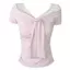 Mùa hè Pure Desire Preppy Style Áo thun ngắn tay cổ chữ V màu xanh lam Khâu ren Thiết kế thích hợp Slim-fit Slimer Look Girl Top