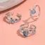JULYHOT 3 Cái / bộ Nhẫn Trái Tim Opal Màu Xanh Thời Trang Cho Nữ Hoa Mở Nhẫn Đính Đá Ngón Tay Tiệc Cưới Hợp Thời Trang Bé Gái Trang Sức Massivedeals