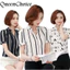 Áo Sơ Mi Nữ Sọc Tay Ngắn Nữ Mùa Hè Voan Cổ Chữ V Áo Sơ Mi