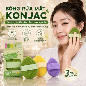 🔥【Sach Nhanh】Bong Rua Mat Konjac Cho Da Nhay Cam | Mut Rua Mat Dang Gang Tay Tien Loi | Bong Makeup Rua Mat Sach Nhe