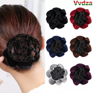 VVDZA Lưới Tóc Ren Velet Edge Dance Skating Bun Cover