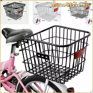 Giỏ sau xe đạp MONOSTYLE kim loại điều chỉnh được, phù hợp xe leo núi và xe gấp, màu đen/bạc