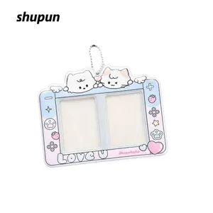 Hộp đựng thẻ ảnh SHUPUN, Thiết kế bảng điều khiển trò chơi Tay áo Photocard Kpop 3 inch, Chống nước có móc khóa Họa tiết động vật Vỏ thẻ thần tượng 2 lưới Người hâm mộ Kpop