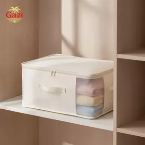 Hộp đựng đồ gấp gọn Hộp đựng khăn trải giường có thể nhìn thấy trong suốt có tay cầm để đựng quần áo phòng ngủ ký túc xá [VN]