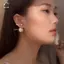 Bông Tai Giả Ngọc Trai Tòn Ten Vintage Màu Đỏ Nửa Vòng Tròn 1 Đôi Thân Thiện Với Da Cho Đám Cưới Kỷ Niệm Mặc Mới