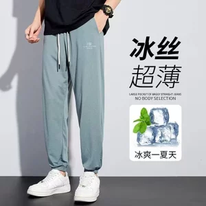 Nam Quần Mùa Hè Lưới Mỏng Thoáng Khí Quần Thể Thao Nam Ice Silk In Hình Quần Thường Ngày CRNP