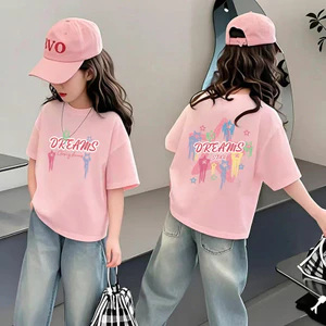 Bé Gái Cotton Nguyên Chất Phong Cách Mỹ Hoạt Hình Thời Trang Áo Thun Tay Ngắn Phù Hợp Với Áo Rời Mùa Hè Giữa Lớn Trẻ Em Học Sinh Top HO70