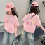 Bé Gái Cotton Nguyên Chất Phong Cách Mỹ Hoạt Hình Thời Trang Áo Thun Tay Ngắn Phù Hợp Với Áo Rời Mùa Hè Giữa Lớn Trẻ Em Học Sinh Top HO70