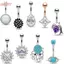 HFSHY Bụng Nút Nhẫn Phong Cách Hỗn Hợp Tím Zircon Dangle Thép Không Gỉ Thân Thiện Với Da Rốn Trang Sức Cho Người Yêu Xuyên VN