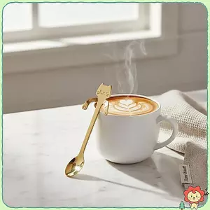 Thép không gỉ Mèo Dễ Thương Treo Thìa Cạnh Mịn Thiết Kế Đáng Yêu Phù Hợp Cho Cà Phê Trà Món Tráng Miệng Sử Dụng Tại Nhà