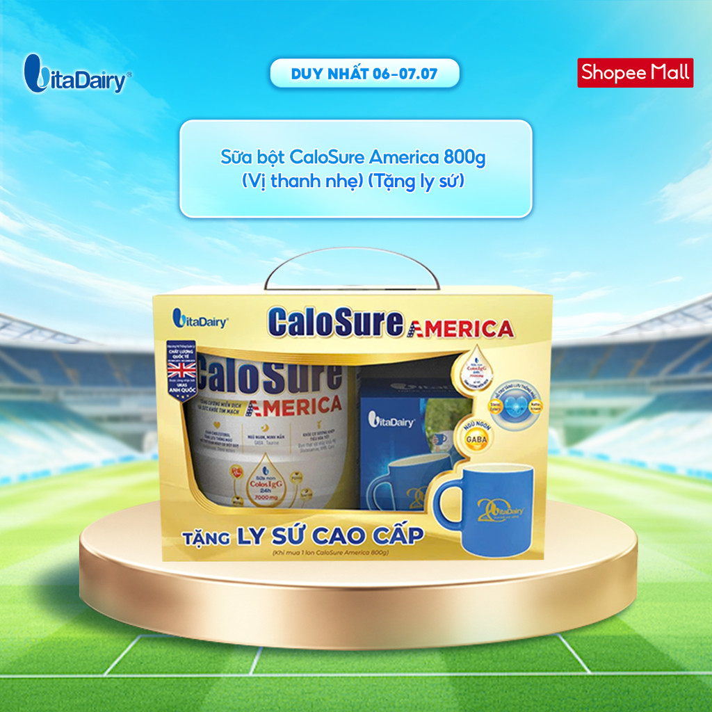 Sữa bột CaloSure America 800g (Vị thanh nhẹ) - Tặng ly sứ