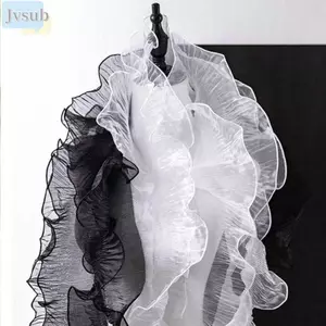 JVSUB Quần Áo Cung Cấp, 1 Sân Thủ Công Ren Xếp Ly Ruy Băng, Màu Nàng Tiên Cá 12cm Rộng Ruffle May Vải DIY May Chất Liệu