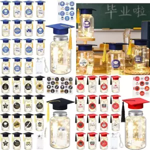 Stay 2026 Light Up Mason Jar có nắp tốt nghiệp Trang trí bàn Trung tâm