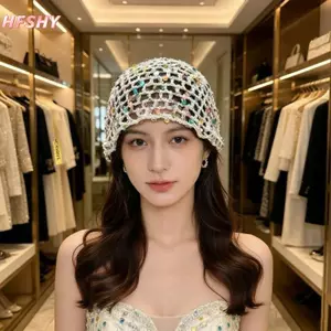 HFSHY Sáng Bóng Sequin Thoáng Khí Mũ Buet Thiết Kế Thủ Công Cho Thời Trang Và Thoải Mái Mặc VN