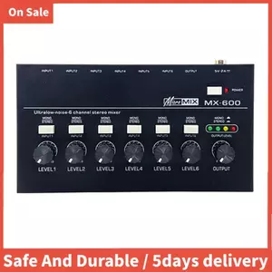 Bộ trộn dòng âm thanh nổi siêu thấp 6 kênh Bộ trộn âm thanh chuyên nghiệp Bộ nguồn DC5V Hoạt động dễ dàng Bộ trộn âm thanh