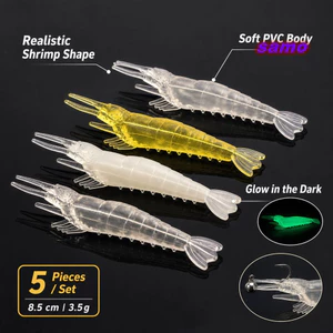 SAMO 5 Cái / bộ Mồi Tôm Nhân Tạo, Mồi Câu Cá Tôm PVC 3.5g / 8.5cm, Đuôi Linh Hoạt Hình Thực Tế Tôm Mồi Câu Cá