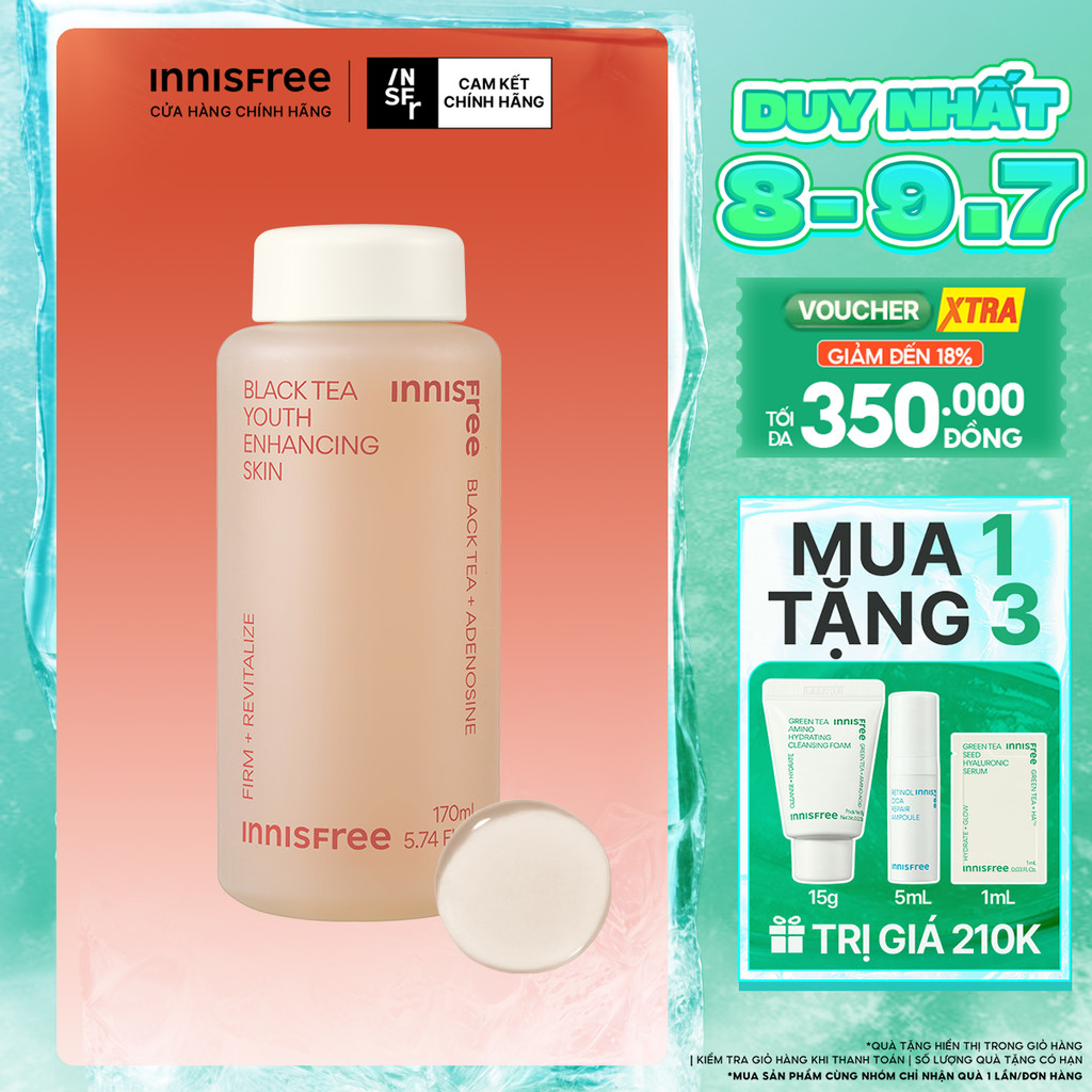 Nước cân bằng ngăn ngừa lão hóa từ trà đen innisfree Black Tea Enhancing Skin 170 mL
