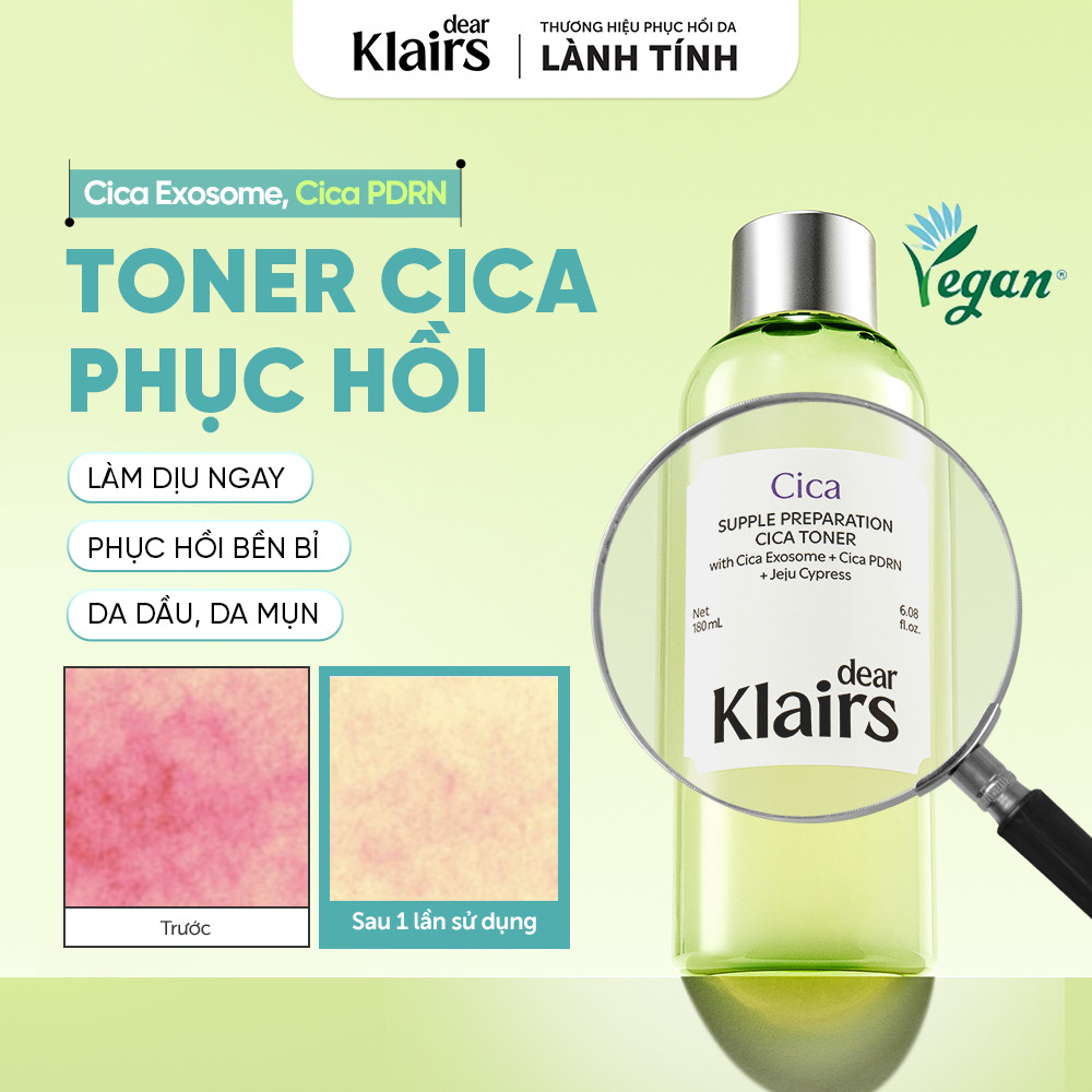 Nước hoa hồng Dear, Klairs Supple Preparation Toner dưỡng sáng cấp ẩm lành tính [FS]