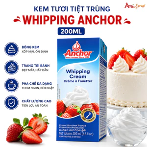 Kem Tươi Tiệt Trùng Whipping Anchor 200ml Không Đường Giúp Kem Dễ Đánh Bông Mịn Và Đứng Form Tốt
