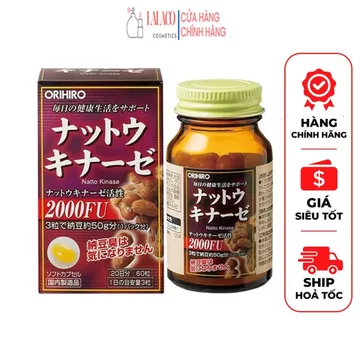 Viên uống hỗ trợ điều trị tai biến Orihiro Nattokinase 2000FU 60 viên, nhập khẩu chính hãng