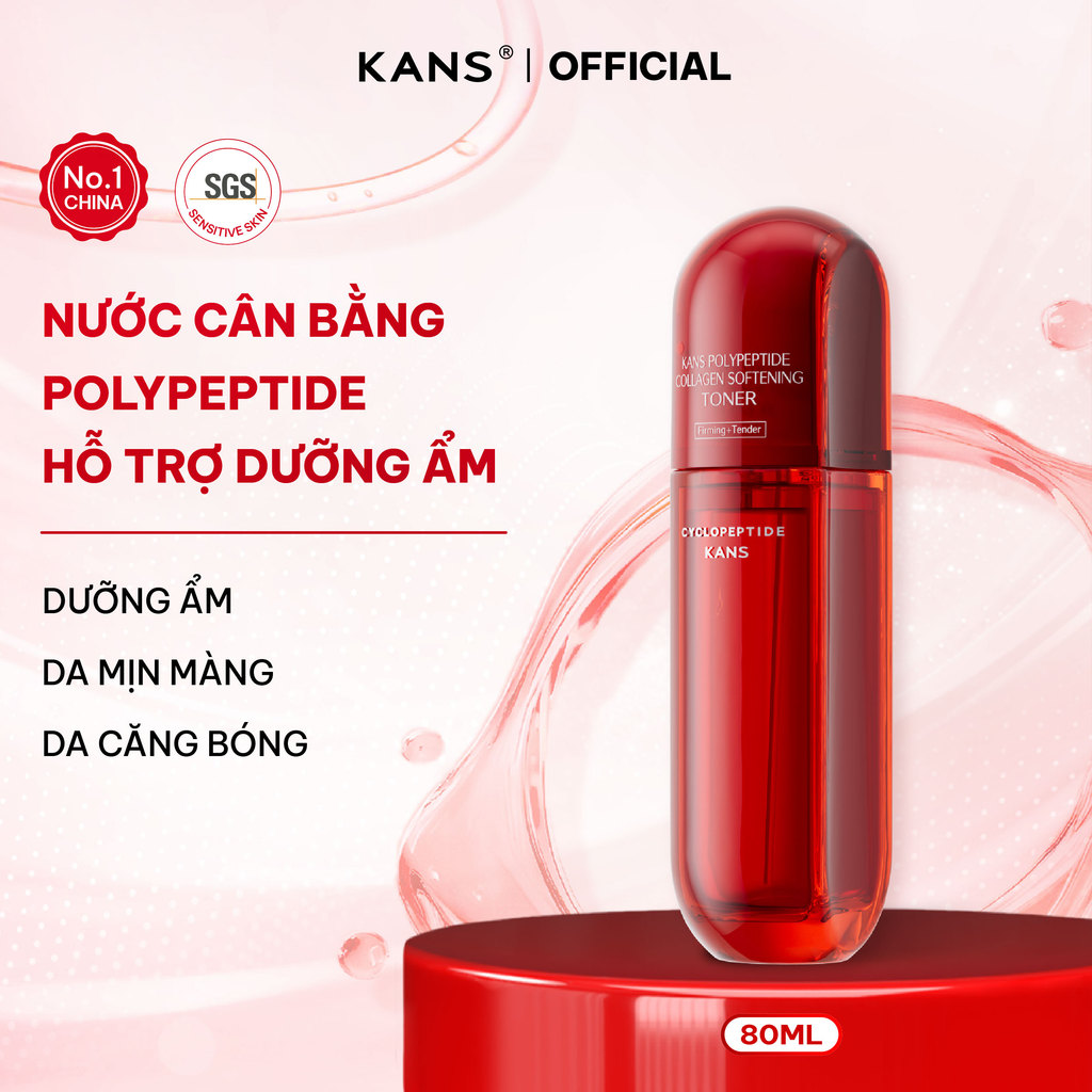KANS Toner Dưỡng Ẩm Chống Lão Hóa giúp Cân Bằng Da, Cấp Ẩm, Làm Dịu Da và Mờ Nếp Nhăn cho Da Khô Nhạy Cảm 80ml
