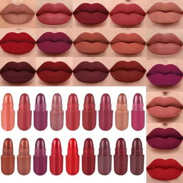 Bộ 18 Viên Thuốc Son Môi, Bộ Son Môi Trang Điểm Mini Matte Lâu Dài Chống Thấm Nước Dễ Thương Son Dính Viên Matte Môi Stain Set Nhung Mini Hình Viên XHJ7