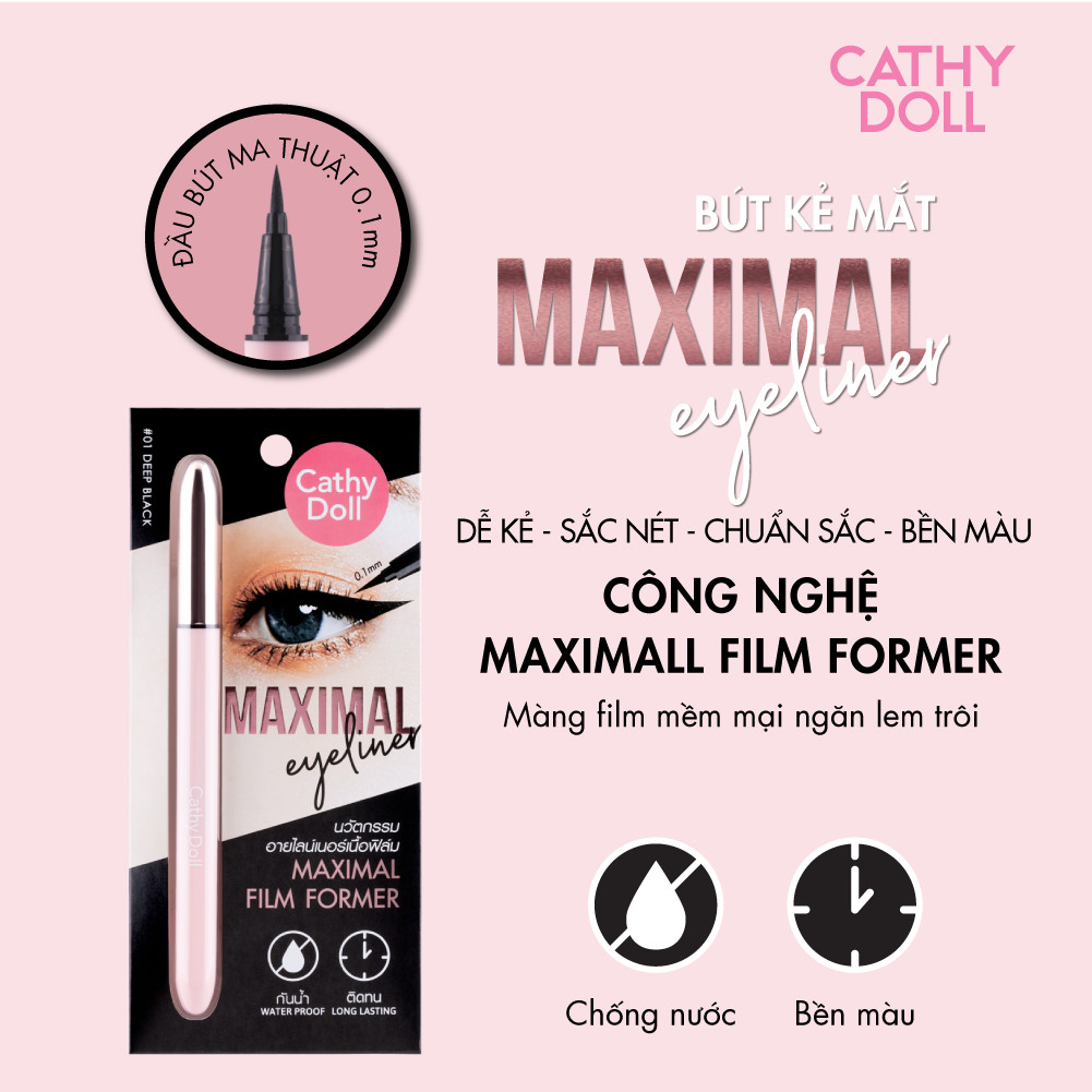 Bút Kẻ Mắt Siêu Mảnh, Dễ Dàng Điều Chỉnh Nét Bút Sắc Nét Và Không Lem Trôi Cả Ngày Dài Maximal Eyeliner 0.7 ml