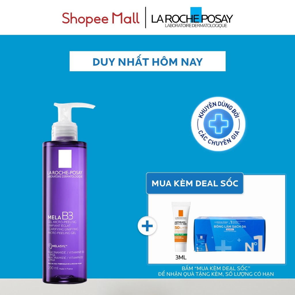 Sữa rửa mặt La Roche-Posay Mela B3 Gel Micro-Peeling Clarifying 200ml mờ thâm nám, dưỡng da sáng và đều màu
