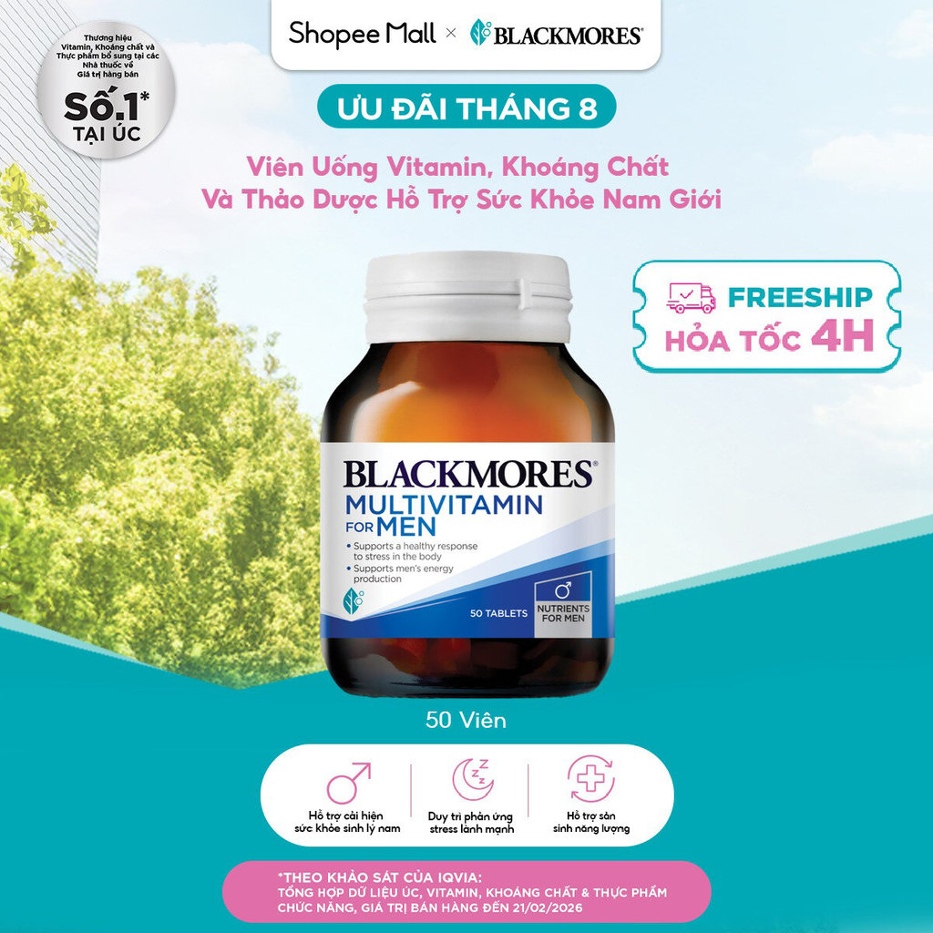 Vitamin Tổng Hợp Blackmores Multivitamin For Men – Lọ 50 Viên