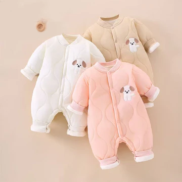 Bộ áo liền quần cho bé Quilted Mùa đông Cotton độn Quần áo liền quần dày Áo liền quần trẻ sơ sinh Áo liền quần ấm áp Quần áo đi chơi dễ thương Quần áo mùa đông