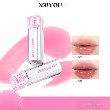 NEIYOU Lip Serum Son bóng, Mirror Glass Lip Tint, Naked Shade Water Glow Film ‐ Form Lip Glaze, Hydrating Essence Lip Makeup