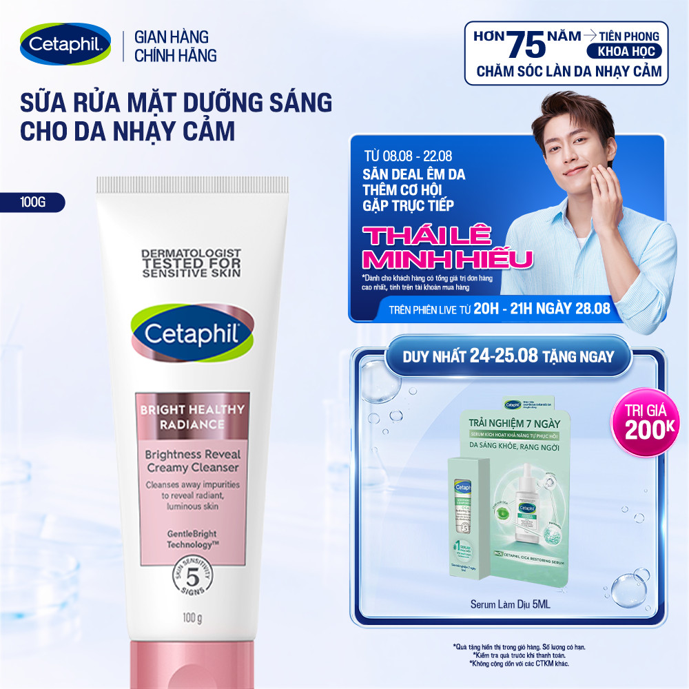 Sữa rửa mặt làm sáng dịu lành cho da nhạy cảm CETAPHIL BRIGHT HEALTHY RADIANCE CLEANSER 100G