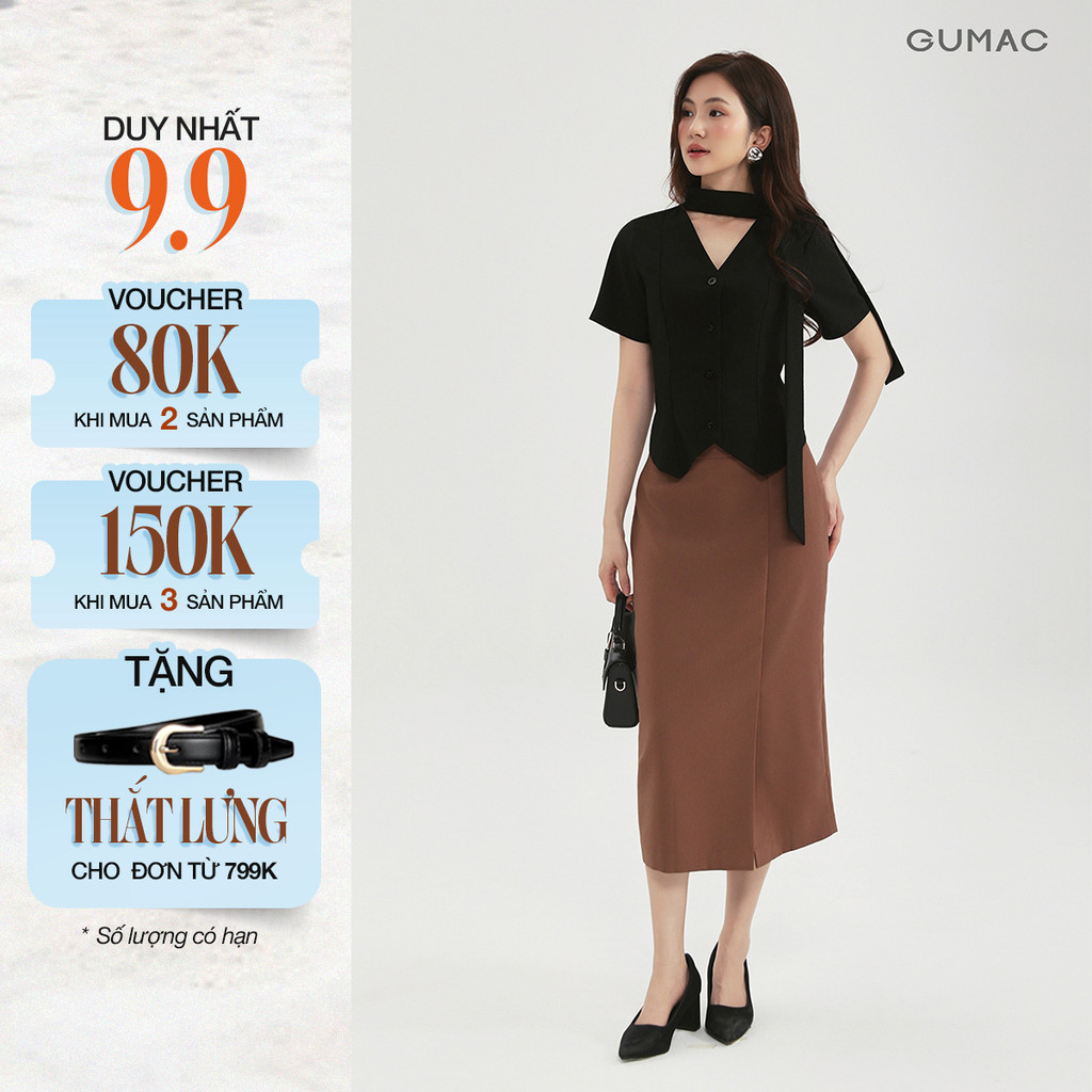 Chân Váy Bút Chì Nữ GUMAC Chân Váy Công Sở Lưng Cao Dáng Dài Xẻ Tà Đắp Chất Tuyết Mưa Cao Cấp LVE0107