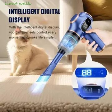Máy hút bụi ô tô LIMIT WALK, Máy hút bụi không dây công suất cao 120W 4500Pa, Loại bỏ bụi Sử dụng kép Hút mạnh Máy hút bụi cầm tay Loại bỏ lông thú cưng