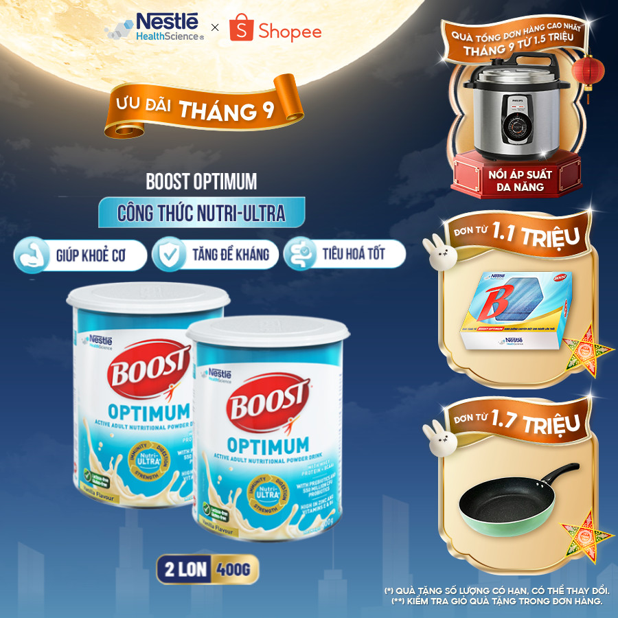 Bộ 2 Sữa Bột NESTLÉ BOOST OPTIMUM Singapore Bổ Sung Dinh Dưỡng Cho Người Lớn Tuổi 400G