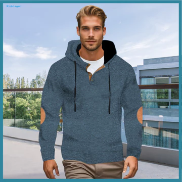 Áo hoodie nam bằng vải Polyester thoải mái Áo hoodie nam có lót lông cừu Áo hoodie dày ấm áp Áo thun có nút Hood ấm cúng Áo khoác mùa đông thường ngày để mặc hàng ngày