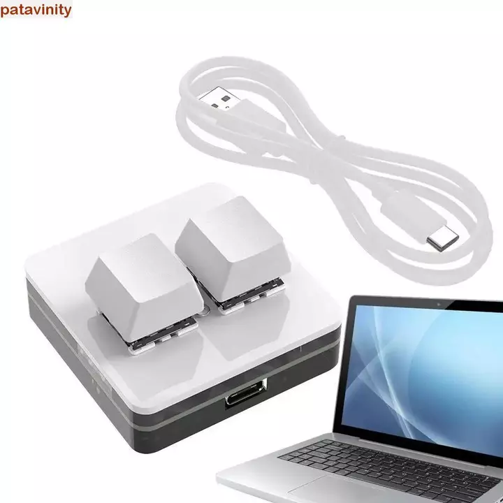 PATAVINITY Bàn phím mini 2 tùy chỉnh, Bàn phím mini Copy Paste Bàn phím, Phụ kiện bàn phím Phím cơ Giao diện Type-c Chiếu sáng 2 phím Bàn phím mini PC
