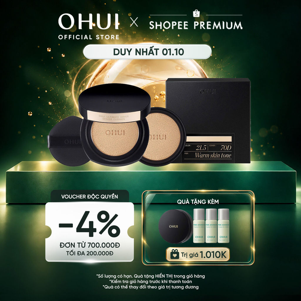 [OHUI Official] Phấn nước kiềm dầu che phủ cao mỏng nhẹ OHUI Ultimate Cover Denier Cushion SPF50/PA+++ 13G (Tặng 1 lõi)